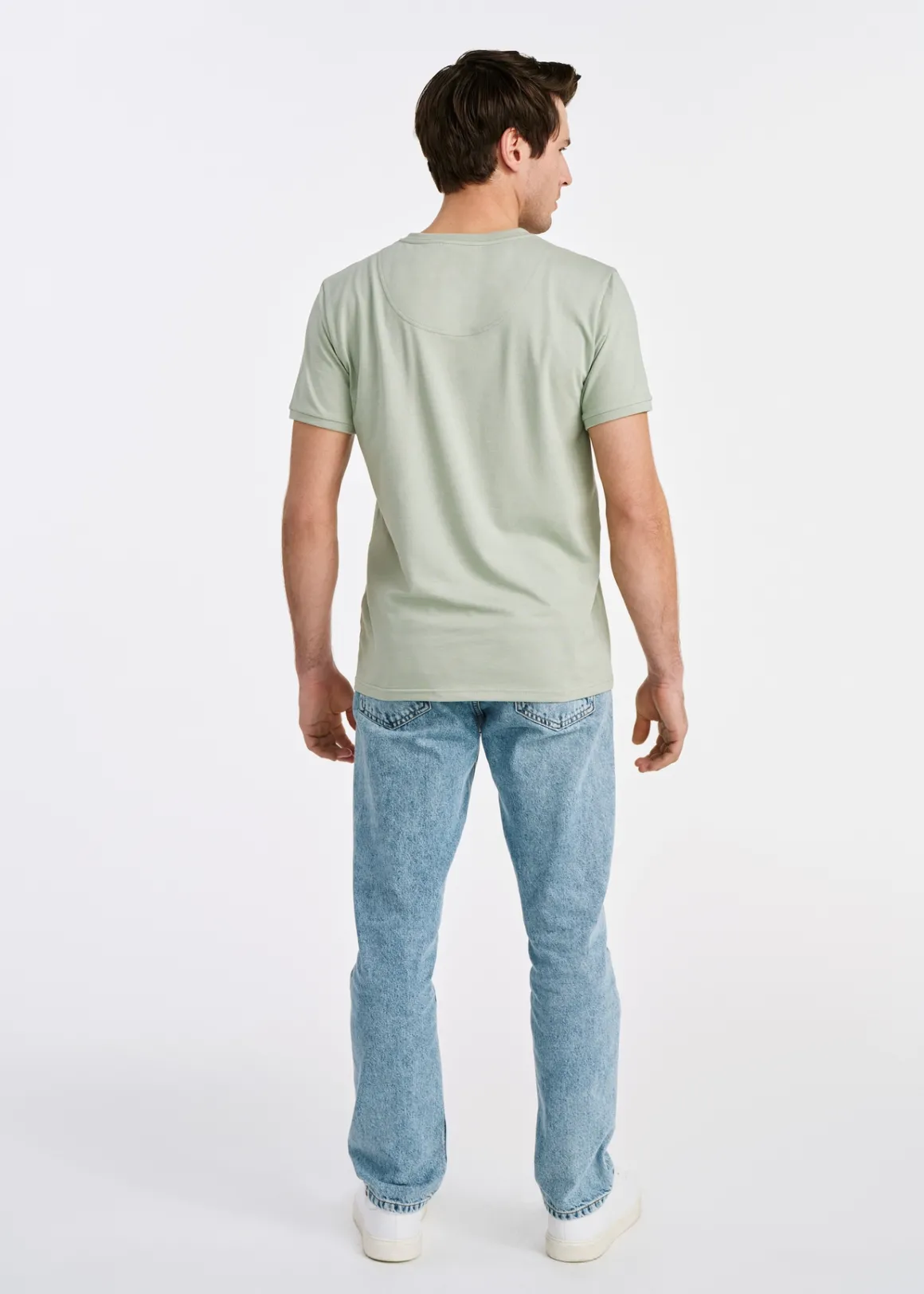 Miętowy basic T-shirt męski z logo