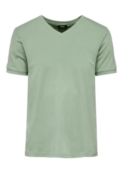 Miętowy basic T-shirt męski z logo