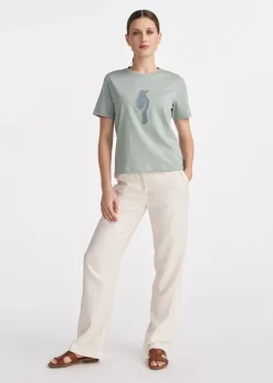 Miętowy T-shirt damski z logo