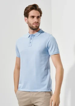 Niebieska koszulka polo męska z logo OCHNIK