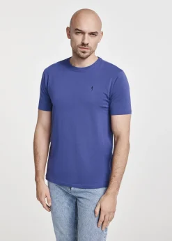 Niebieski bawełniany T-shirt męski