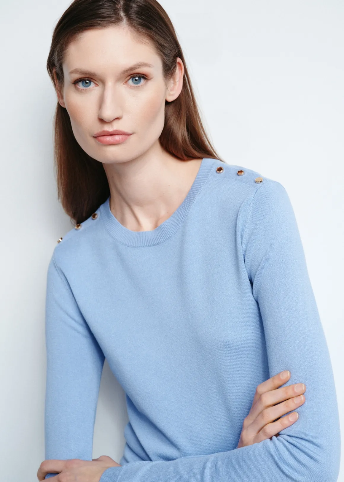 Niebieski longsleeve damski basic
