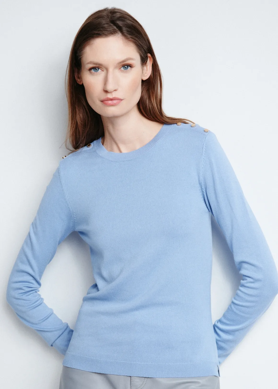 Niebieski longsleeve damski basic