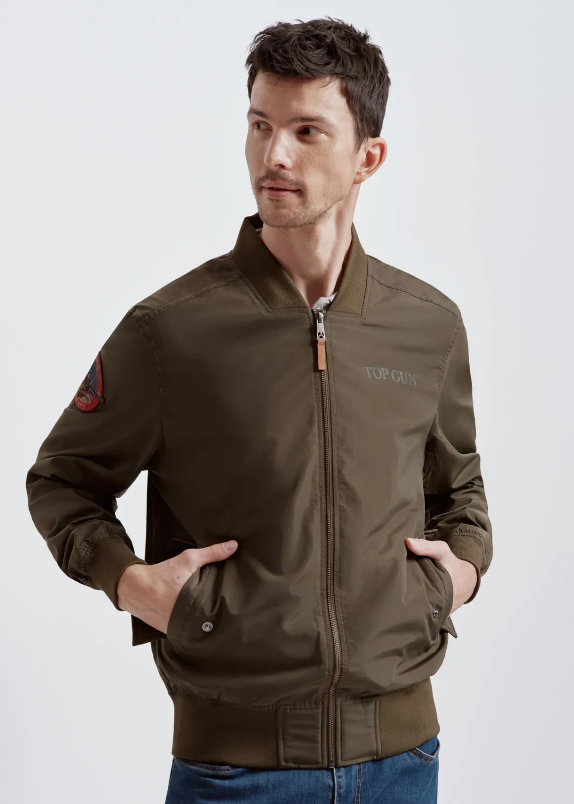 Oliwkowa kurtka bomberka męska TOP GUN