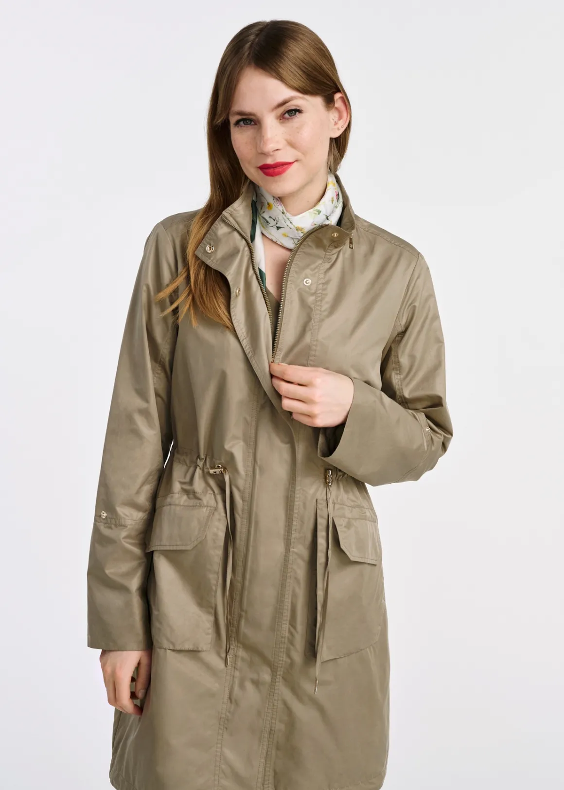 Oliwkowa kurtka parka damska