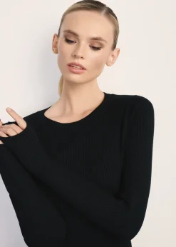 Prążkowany longsleeve damski