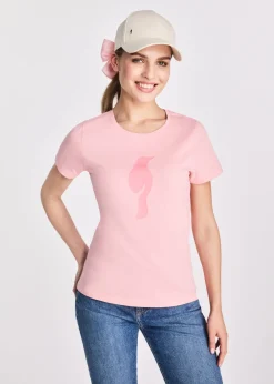 Różowy t-shirt damski z logo