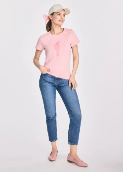 Różowy t-shirt damski z logo