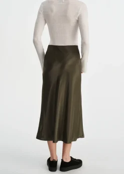 Satynowa spódnica midi w kolorze khaki