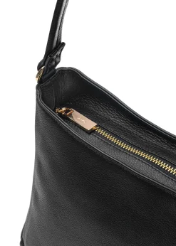 Skórzana czarna torebka damska typu hobo