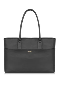 Skórzana czarna torebka shopper damska