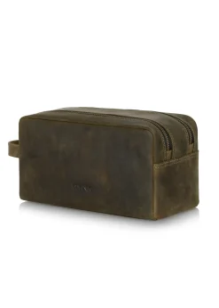 Skórzana kosmetyczka męska khaki