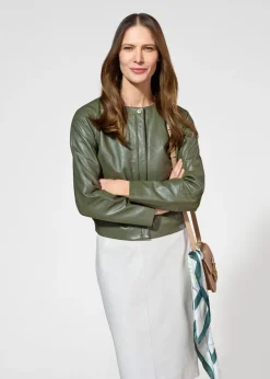 Skórzana kurtka damska khaki