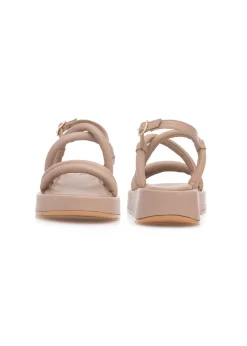 Skórzane sandały damskie w kolorze beżowym