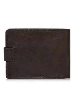 Skórzany zapinany brązowy portfel męski