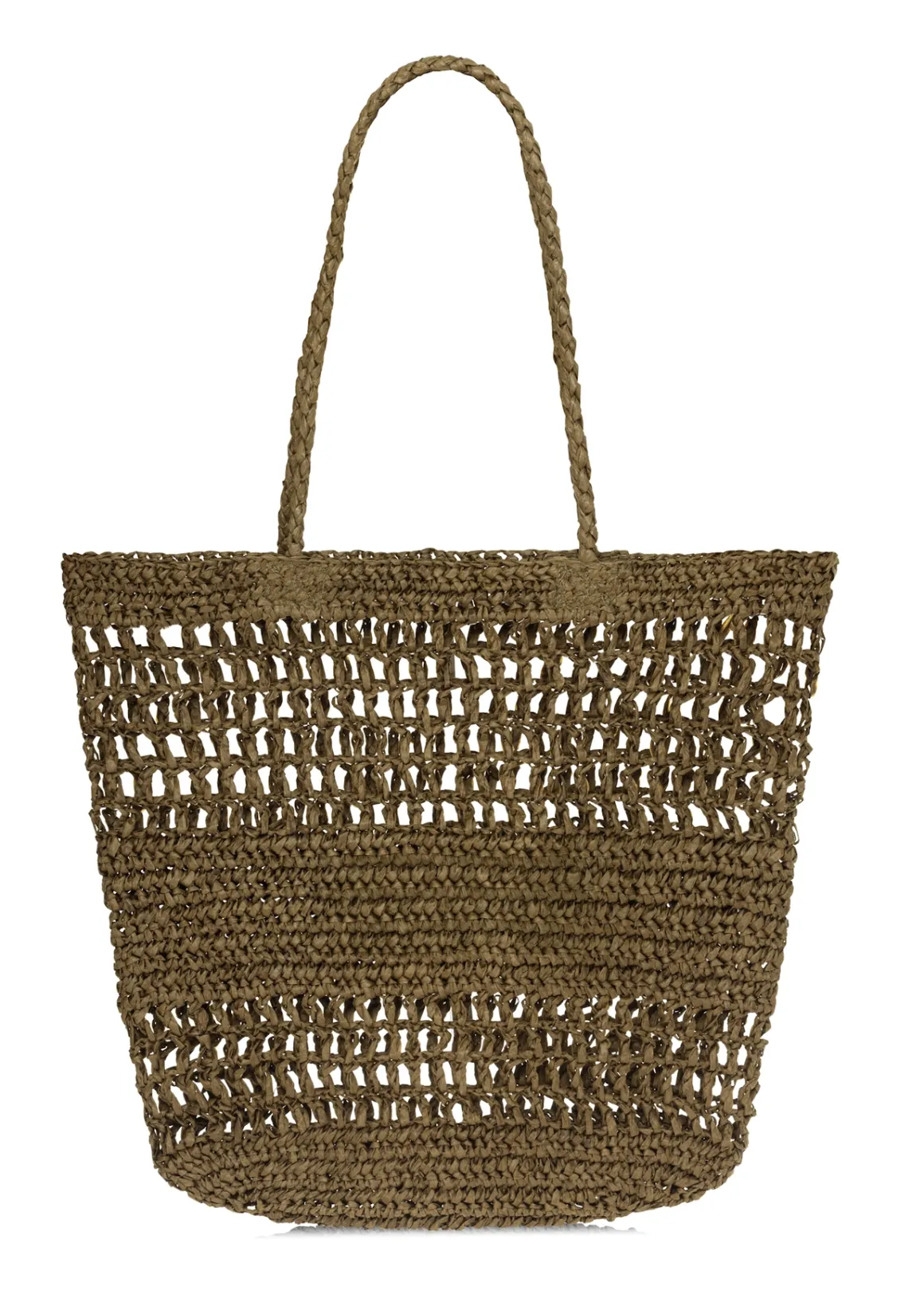 Słomkowa khaki torebka shopper damska