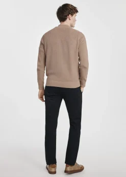 Sweter męski na suwak w kolorze camelowym