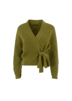 Sweter wiązany damski khaki