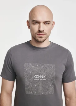 Szary T-shirt męski z nadrukiem
