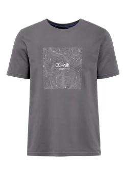 Szary T-shirt męski z nadrukiem