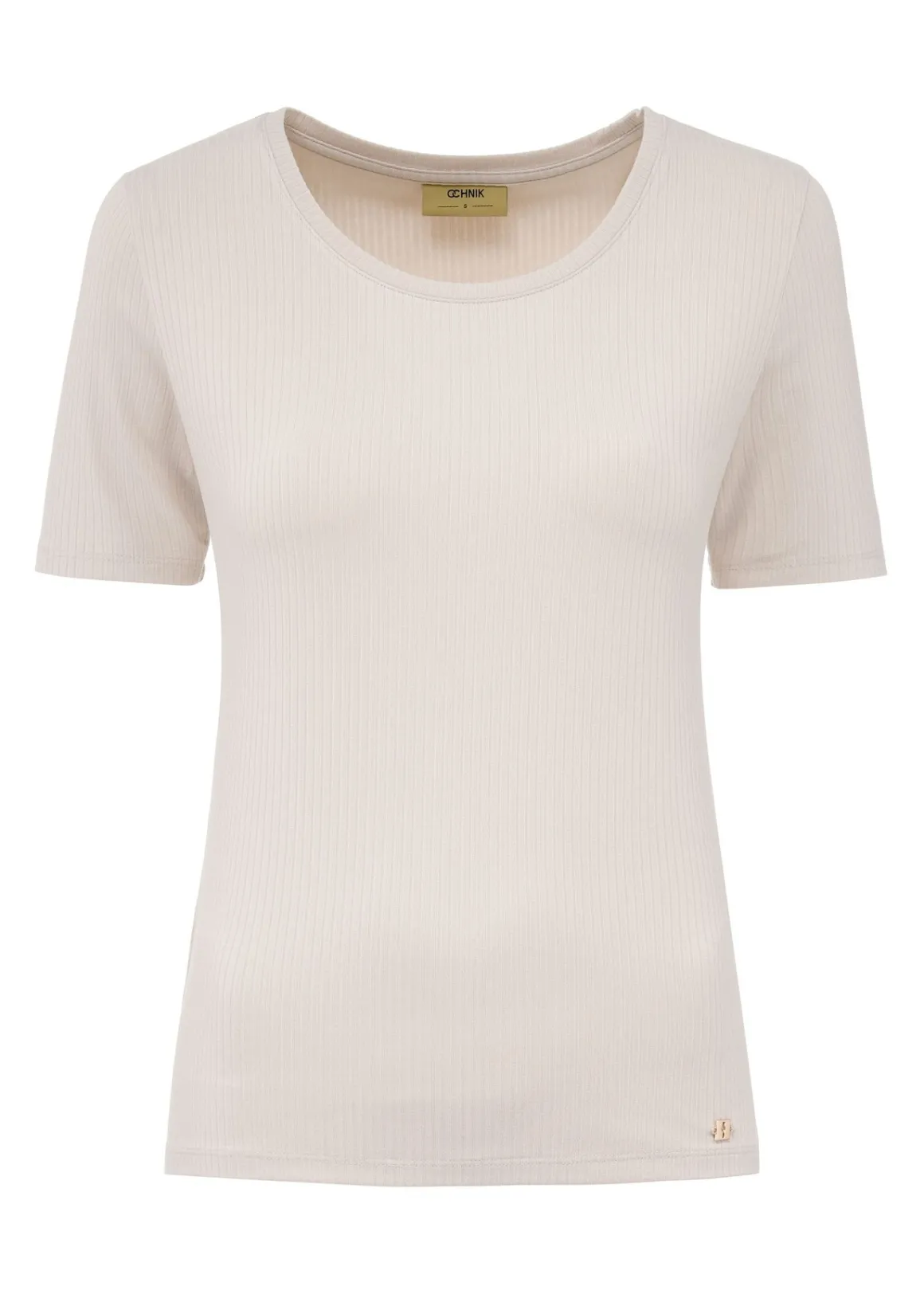 T-shirt jasnobeżowy basic damski