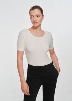 T-shirt kremowy damski basic