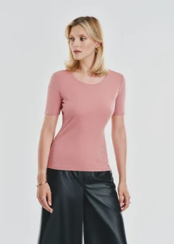 T-shirt różowy damski basic