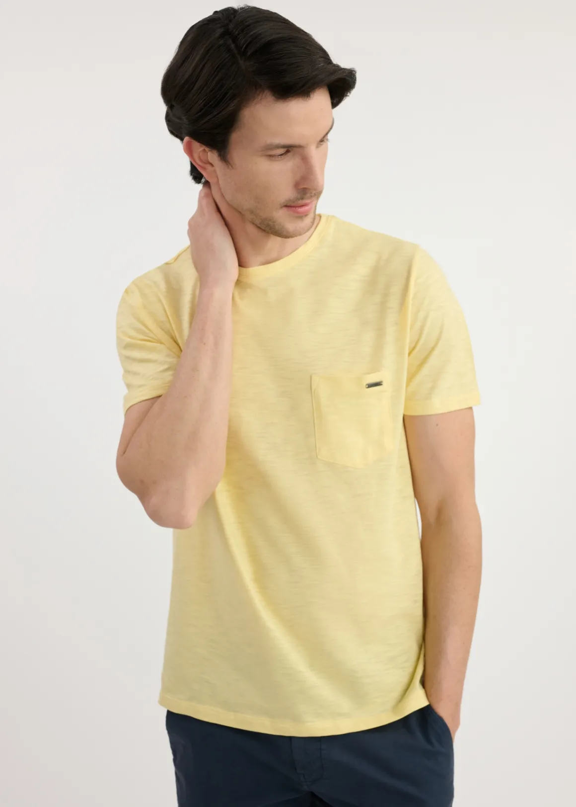 Żółty bawełniany t-shirt męski